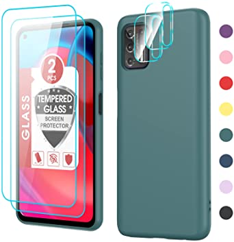 Moto G Stylus 2021 Case, Moto G Stylus Case [NOT for G Stylus 2020 / 5G] with 2 Pack Tempered Glass Screen Protector & Camera Lens Protector, LeYi Liquid Silicone Case for G Stylus 2021, Green