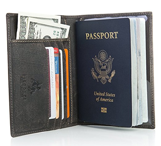 Visconti Hunter 732 RFID Blocking Distressed Leather Passport Cover / Holder Wallet Case