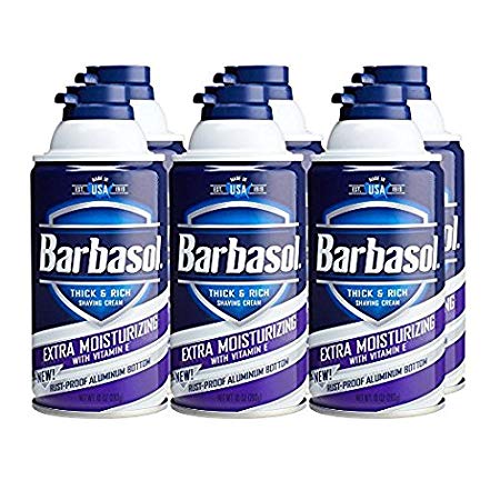 Barbasol Extra Moisturizing with Vitamin-E Thick and Rich Shaving Cream for Men, 10 oz, 6 Piece