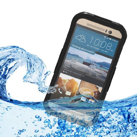 HTC ONE M9 Waterproof Case VEGO Full Body Waterproof Shockproof Dirtproof Durable Gel Touch Screen Ipx8 Swimming Diving Protection Case Cover Skin for HTC ONE M9 2015 Release - Black