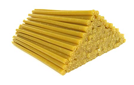 Natural Pure Beeswax Candles Organic Honey Eco Candles in Gift Box (Natural Cotton Wicks, Dripless, Smokeless, Not Ear Candles) (Yellow, 6.3 Inches (16 cm) 120pcs)