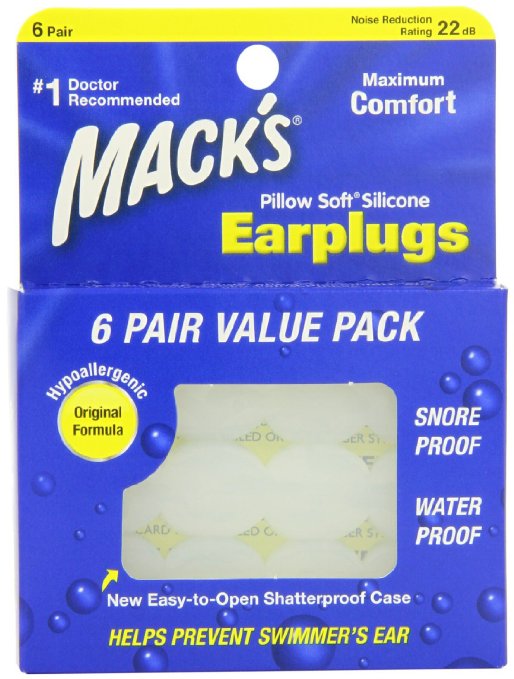 Macks Pillow Soft Silicone Earplugs Value Pack, 6 Count