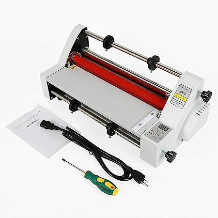 Hot Cold Roll Laminator, 110V 13" V350 Laminator Digital Display Single&Dual Sided Laminating Machine 4 Rollers Hot Cold Roll Laminator for BOPP PTE Film (USA Stock)