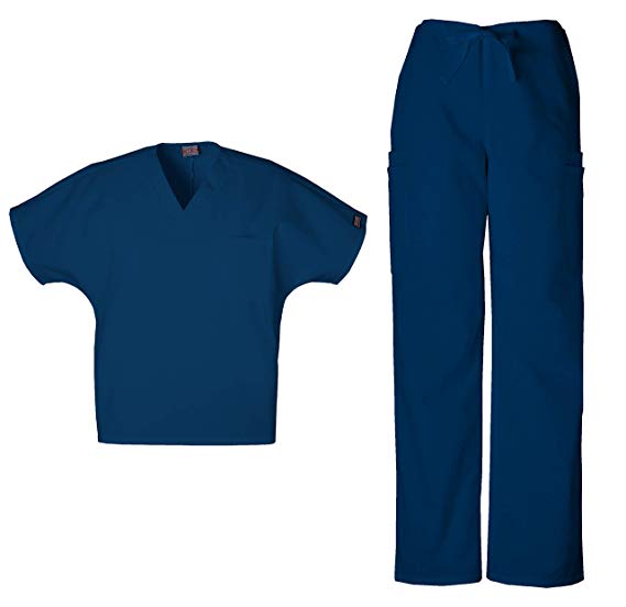 Cherokee Mens Workwear Scrub Set Medical/Dentist Uniform V-Neck Top & Cargo Pant