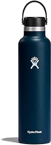 Hydro Flask Borraccia in acciaio inossidabile con isolamento sottovuoto tappo Flex Cap antigoccia e verniciatura a polvere, Senza BPA, Imboccatura standard, Indigo, 709ml (24oz), laccetto