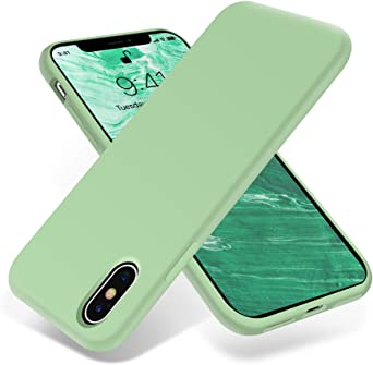 OTOFLY Liquid Silicone Gel Rubber Full Body Protection Shockproof Case for iPhone Xs/iPhone X，Anti-Scratch&Fingerprint Basic-Cases，Compatible with iPhone X/iPhone Xs 5.8 inch (2018), (Tea Green)