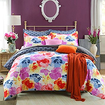 GOOFUN-H1Q 3pcs Duvet Cover Set/Bedding Set(1 Duvet Cover   2 Pillow Shams) Lightweight Microfiber Well Designed Print Pattern - Comfortable, Breathable, Soft & Extremely Durable,Full/Queen Size