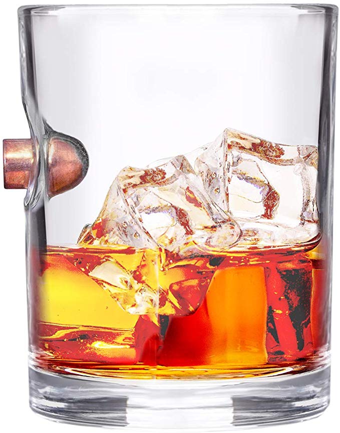 Lucky Shot .45 Caliber Real Bullet Handmade Whiskey Glass
