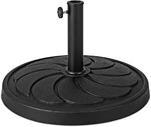 Giantex 40 lbs Patio Umbrella Base, 21.5" Round Market Umbrella Stand for 1.5''-1.9'' Umbrella Poles, Heavy Duty Resin Base with Metal Support Holder for Deck Garden Poolside (40 lbs)