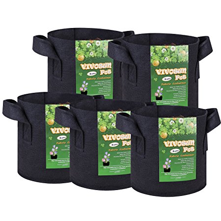 VIVOSUN 5-Pack 3 Gallons Fabric Pots Grow Bags with Handles