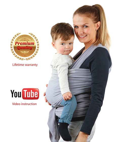 Baby Carrier Wrap For Newborns and Baby Sling Lutob-Care - Gain New Breathability With Innovative Mesh Panel - Natural Cotton Baby Carrier Wrap - Elastic Material