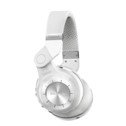 Bluedio T2 Turbine Bluetooth Wireless Stereo Headphones with Microphone 57mm Drivers 195deg Rotary Folding White