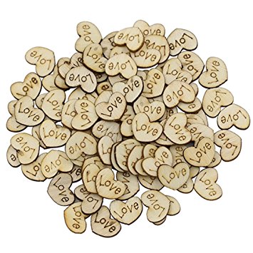 Polytree 100x Love Heart No Hole Wood Buttons Sewing Craft Clothes Decor DIY Scrapbooking