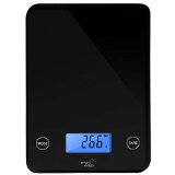 Smart Weigh GLS20 Digital Glass Top Kitchen and Food Scale Audible Touch Buttons 5-unit Modes Liquid Measurement Technology Professional Design Black