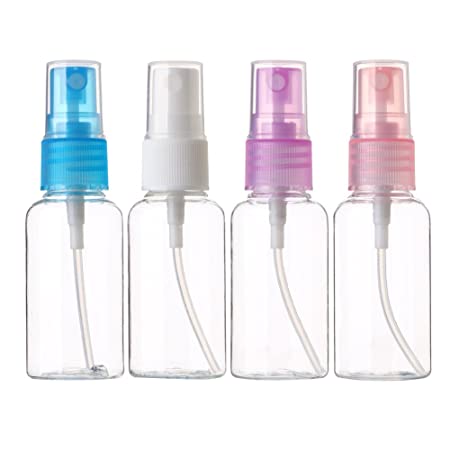 Sinide Plastic Spray Bottles 30ML- 4 Pack 1oz Empty Portable Refillable Makeup Clear Sprayer Bottle with Fine Mist Sprayer for Perfume, Essential Oils, Liquids, Aromatherapy, Travel Size (4 Pack)
