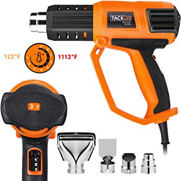 Heat Gun, 1500W Hot Air Gun Kit, 122℉-1112℉(50℃ -600℃), 9-Dial Temperature Settings, 3 Air Flow rates and 4 Nozzles, Heat Gun for Stripping Paint, Shrinking PVC - HGP74AC