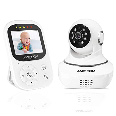 Video Baby Monitor with Camera - Motorized 355° Pan with a 105° Tilt, 2.4 inch Color LED Screen, HD Night Vision Camera, 960ft Transmission Range, Temperature Monitoring