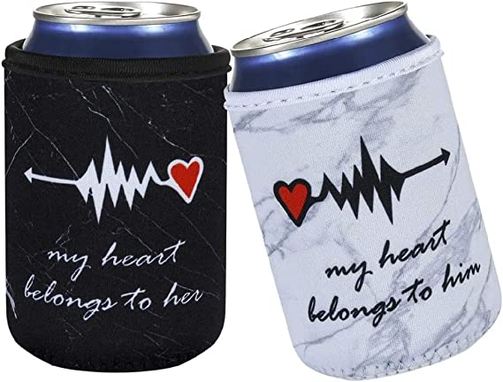 Case Star 12 Ounce Standard Can Sleeves Insulators Standard Can Skin Covers Holder 12 Ounce Beer Bottle Sleeves Standard Can Holder Coolie Beer Can Cooler Wedding Can Sleeves-Marble Lover Set