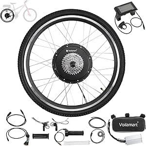 Voilamart 9Speed Waterproof Electric Bicycle Conversion Kit for 8~10S Cassette w/LCD Display 48V 1000W Ebike Rear Hub Motor Wheel E-Bike Kit w/Intelligent Controller PAS System