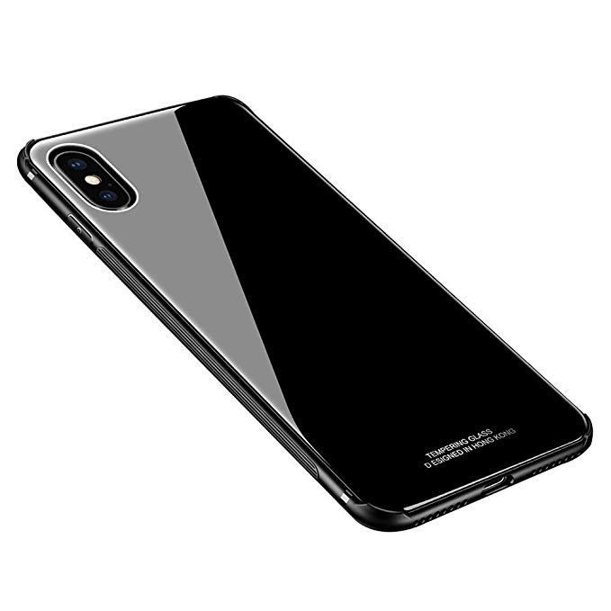 iPhone X Case,Luhuanx iPhone X Cover,Tempered iPhone X Glass Back Cover   TPU Frame Hybrid Shell Slim Case for iPhone X,iPhone 10 Case (2018) Anti-Scratch Anti-Drop (Black)
