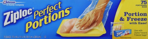 Ziploc Perfect Portions Meat Storage Freezer Bag, 75 Count (Pack of 3) - 225 Bags