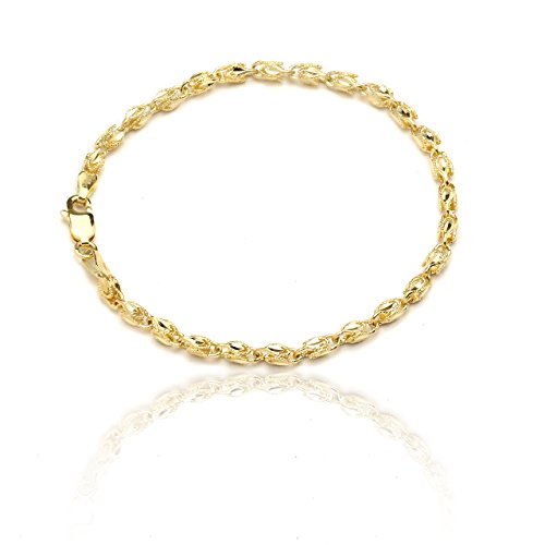 10k Yellow Gold Turkish Rope Chain Bracelet and Anklet for Women and Men, (3.5mm)