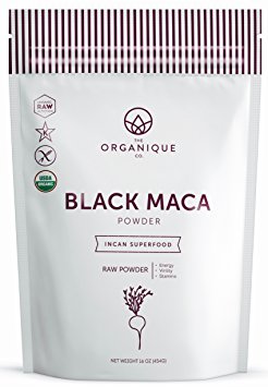 Certified Organic Black Maca Powder - Vitality and Focus Booster for Men & Women - Natural Fertility Blend for Males - Nutrient Rich Superfood, Non-GMO, Vegan, Gluten Free - The Organique Co. - 16 oz