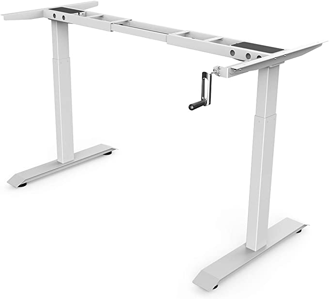 UP&TOP Manual Height Adjustable Sit-Stand Standing Desk Frame Crank System Ergonomic Standing 2 Leg Workstation