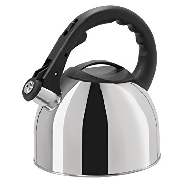 Oggi Whistling Tea Kettle with Nylon Stay Cool Handle & Trigger Opening Spout, 2.5 L/85 oz, Stainless Steel