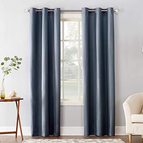 Sun Zero Cooper Thermal Insulated Room Darkening Grommet Curtain Panel, 40" x 84", Blue