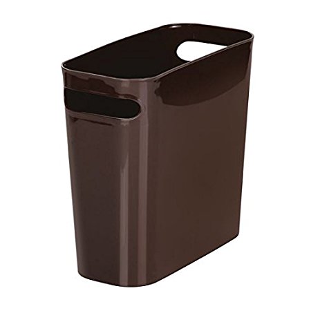 InterDesign Una Slim Wastebasket Trash Can 6 Quart Capacity Waste, 10-Inch, Dark Brown