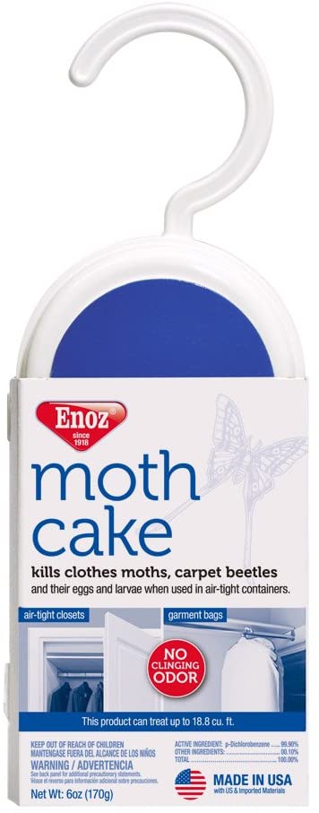 Enoz Moth Cake Pack of 6 Kills Clothes Moths, Carpet Beetles, and Eggs and Larvae