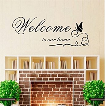 FOrU Wall Sticker Welcome to Our Home Lettering Wallpaper Decal Removable Wall Art Decal