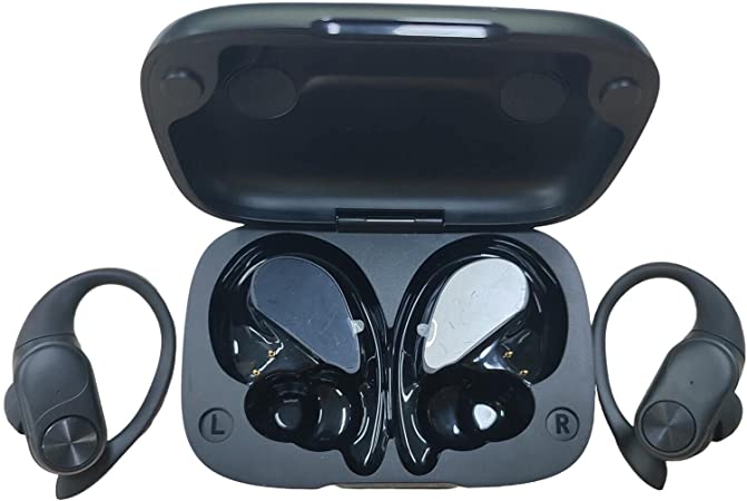 PocBuds Wireless Earbuds with Earhooks with Wireless Charging Case Over Ear Earphones for Sports