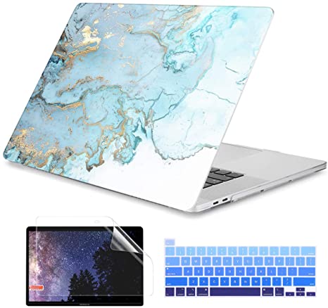 Dongke MacBook Pro 13 inch Case Model A2251/A2289 2020 Released, Plastic Hard Shell Case Cover for MacBook Pro 13 inch with Retina Display & Touch Bar Fits Touch ID, Gold Marble