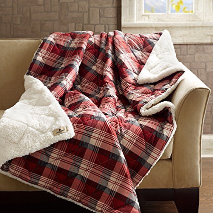 Woolrich Tasha 145GSM Softspun Down Alternative Filled Throw Blanket, 50"x70", Red