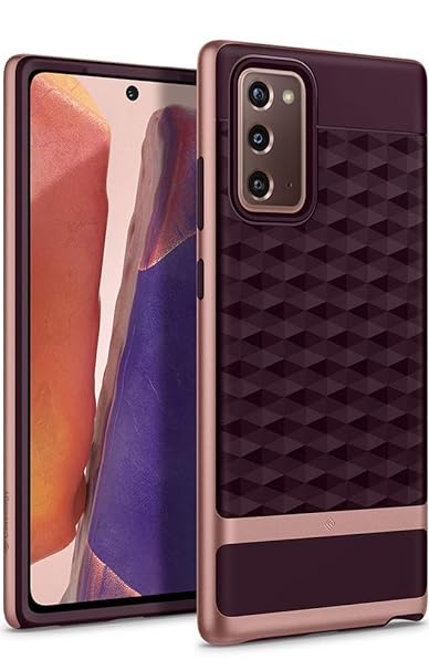 CASEOLOGY by Spigen Parallax Back Cover Case Compatible with Samsung Galaxy Note 20 (TPU and PC | Burgundy)