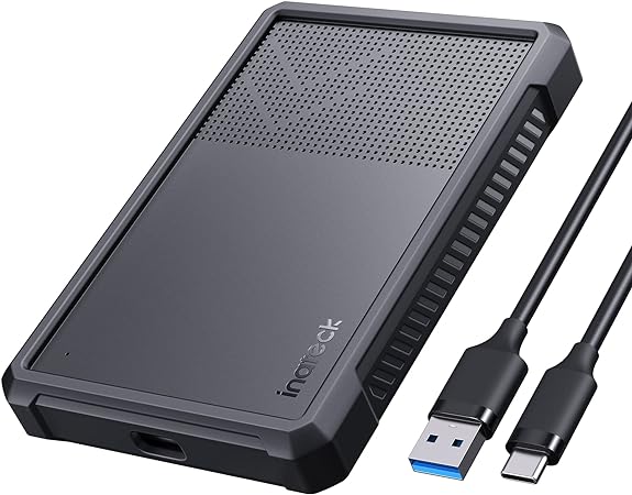 Inateck USB 3.2 Gen 2 Boîtier pour Disque Dur avec Étui en Silicone, USB C Boîtier Externe 2.5 Pouces Disque Dur SATA III II I HDD et SSD pour Windows Mac OS Linux, avec UASP&Trim