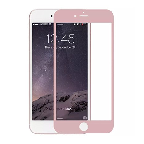 Cyxus [Full Coverage] Premium 9H Tempered High Defintion (HD) Clear Glass Screen Protector for Apple iPhone 6 / 6S Plus (5.5") [Edge to Edge Protection] Only Front Film (Pink / Rose Gold)