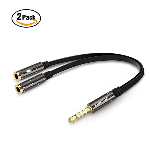 Kingtop 2 PACK 3.5mm Combo Audio Adapter Cable for PS4,Xbox One,Tablet,Mobile Phone,PC Gaming Headsets and New Version Laptop ¡­