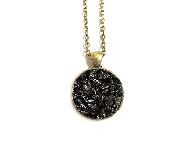 Raw Crystal Stone Necklace - Black Tourmaline - Long Layering Necklace - Black Crystals