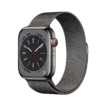 Apple Watch Series 8 [GPS   Cellular 45 mm] Smart Watch w/Graphite Stainless Steel Case & Graphite Milanese Loop. Fitness Tracker, Blood Oxygen & ECG Apps, Always- On Retina Display, Water Resistant