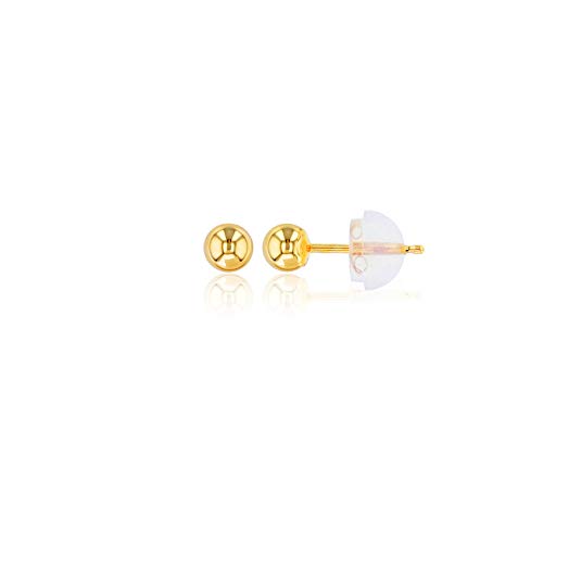 14K Gold Yellow, White, Rose 3-10MM Ball Stud Earrings