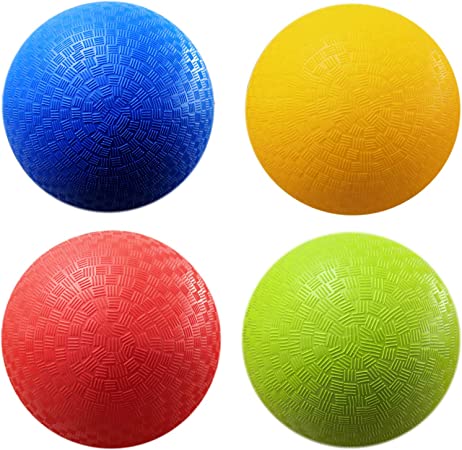 AppleRound 8.5 Inch Playground Balls (Set of 4) with 1 Hand Pump