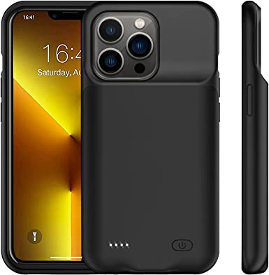 Battery Case for iPhone 13 Pro(6.1 Inch),7000mAh Ultra-Slim Portable Charger Case Rechargeable Battery Pack Charging Case Compatible with iPhone 13 Pro-Black