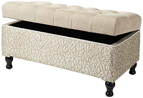 Jennifer Taylor Home Naomi Collection Hand Tufted Storage Entryway Bench, 37" x 20" x 18", Beige