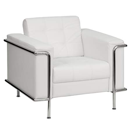 Flash Furniture HERCULES Lesley Series Contemporary Melrose White Leather Chair with Encasing Frame