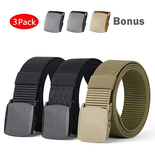 JASGOOD Mens Nylon 1.5in Width Adjustable Belt With Military Plastic Buckle