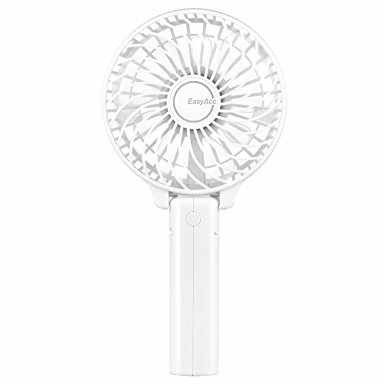 EasyAcc Handheld Electric Fans Mini Portable Outdoor Fan with Rechargeable LG Battery Foldable Handle Desktop for Home and Travel – White