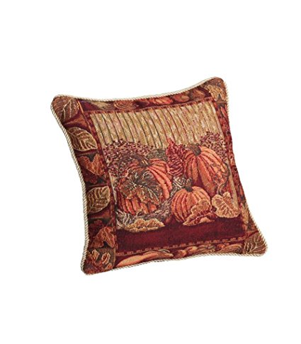 Fall Harvest Collection - Tapestry Pumpkins and Autumn Leaves Design - 18" X 18" Cushion Cover